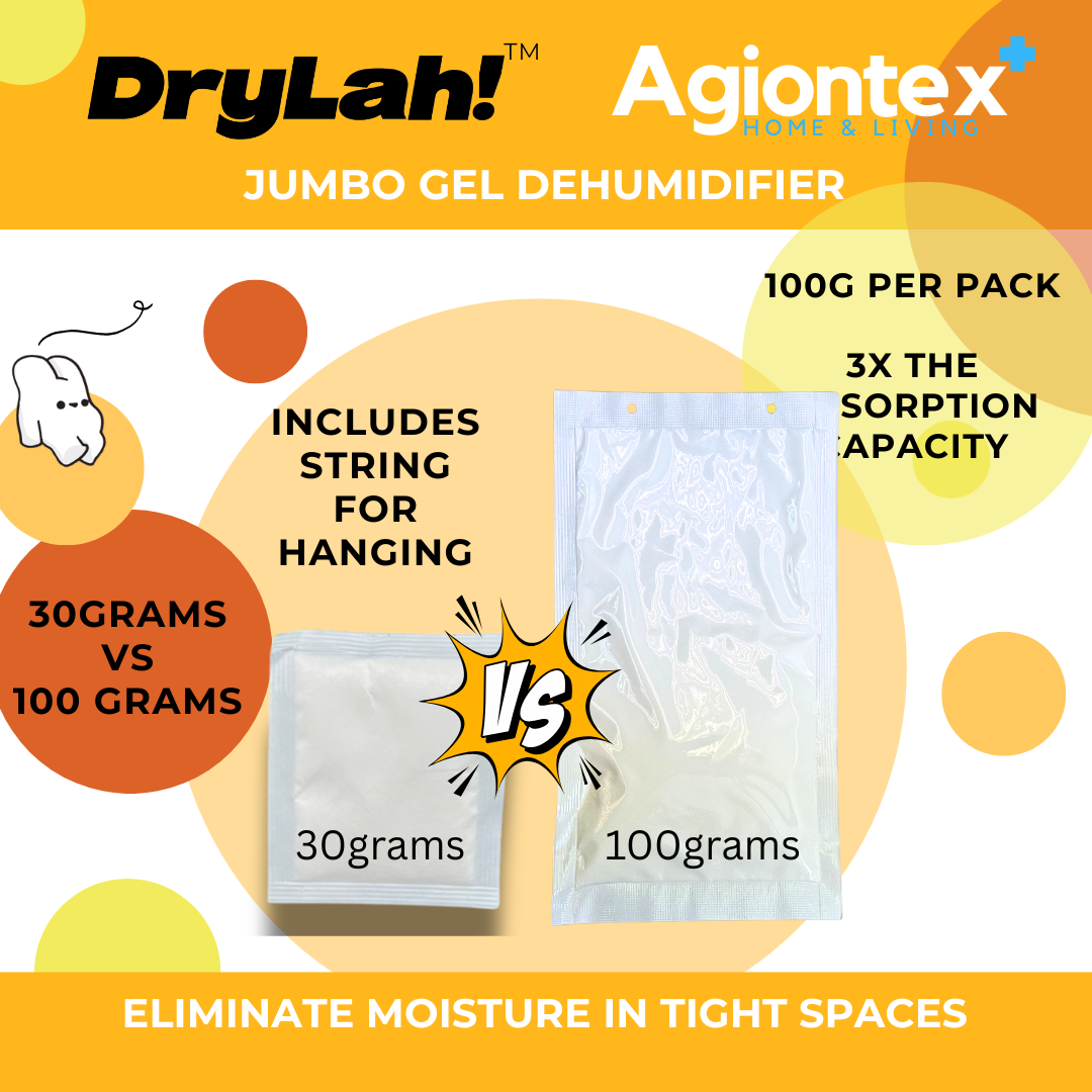 AGIONTEX DryLah! JUMBO 100G Gel Dehumidifier Moisture Absorber Pouch Dehumidifier Sachet Absorbs up to 1.5X wt (Copy)